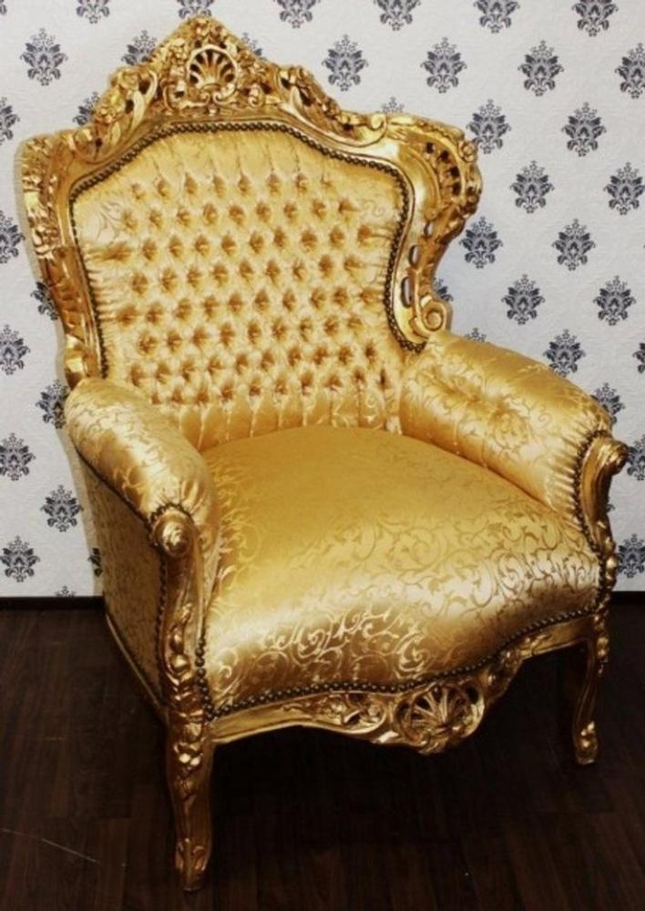 Casa Padrino Sessel Barock Sessel King Gold Muster / Gold - Möbel Antik Stil Bild 1