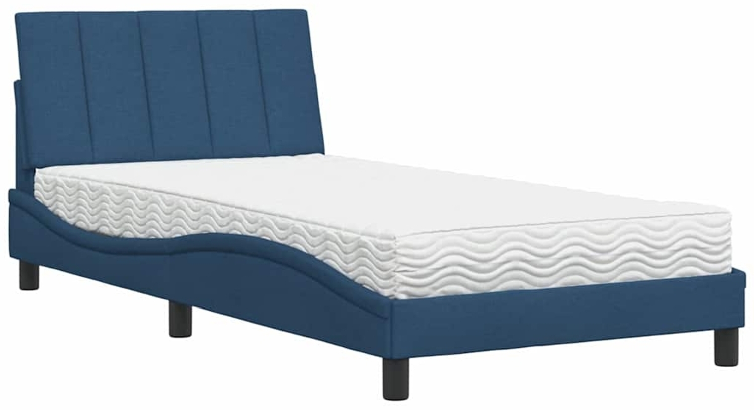vidaXL Bett mit Matratze "Hanko" Blau 100x200 cm Stoff 3310516 Bild 1