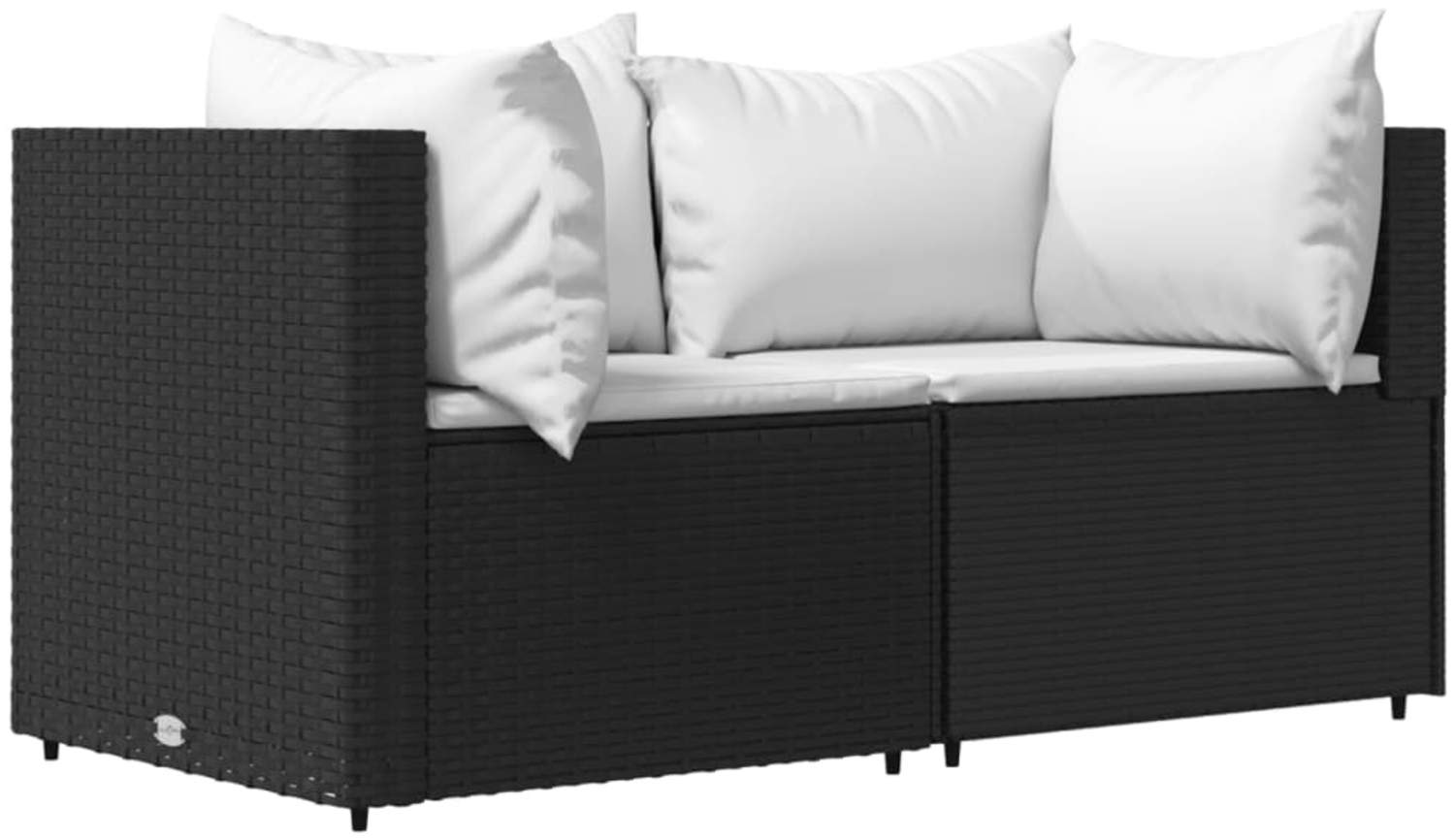 vidaXL Garten-Ecksofas mit Kissen 2 Stk. Schwarz Poly Rattan 319730 Bild 1