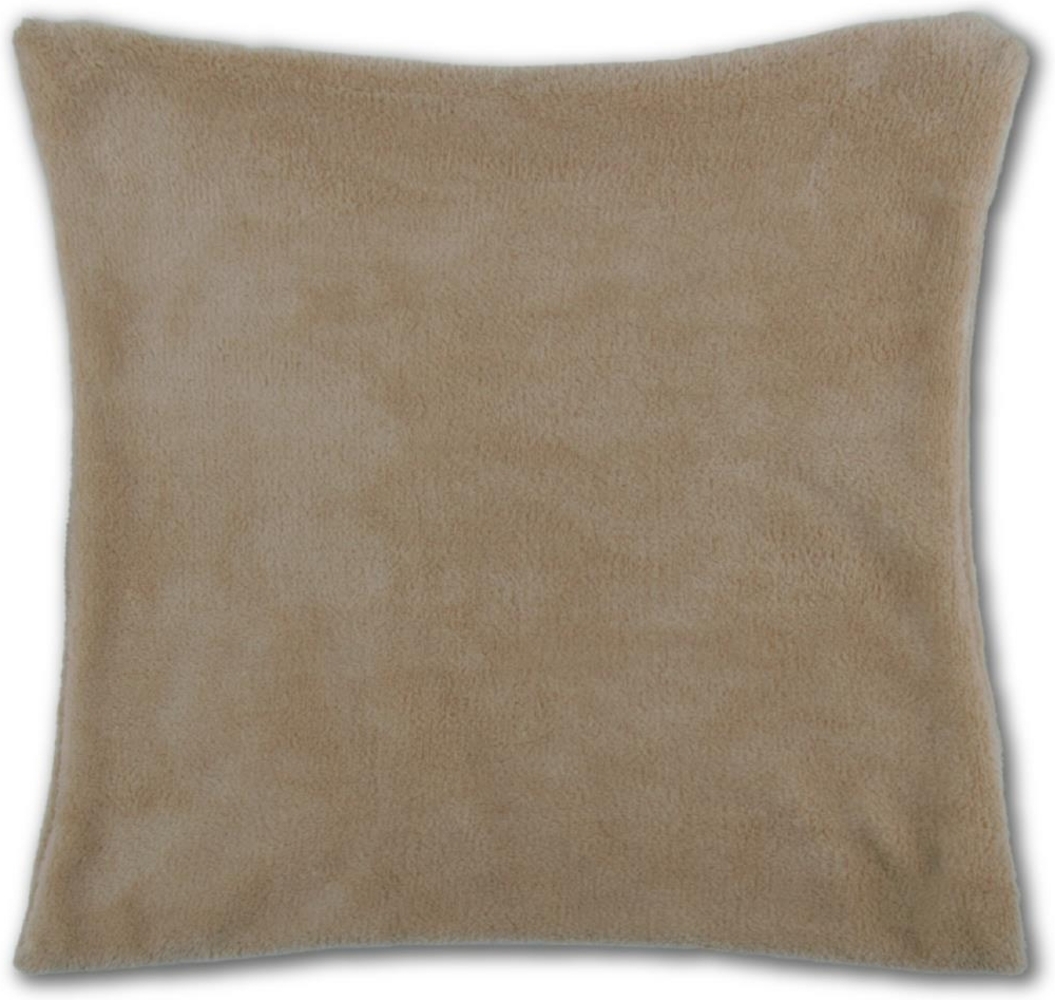 Deko-Kissen ca. 40x40 cm, mit abnehmbaren flauschigen Bezug in vielen Farben ( Auswahl: Beige ) Bild 1