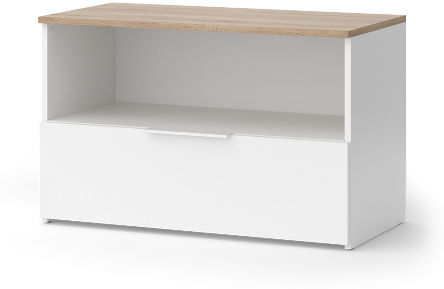 Kommode Wido Weiß/Sonoma 80 x 50 cm mit 1 geschlossenem Fach Vicco Bild 1