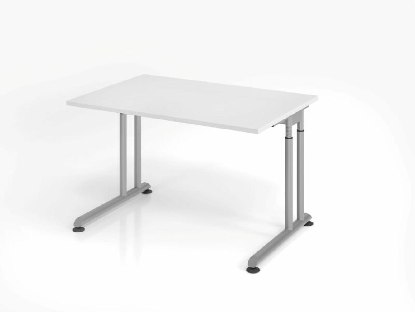 Schreibtisch C-Fuß 120x80cm Weiß/Silber Bild 1