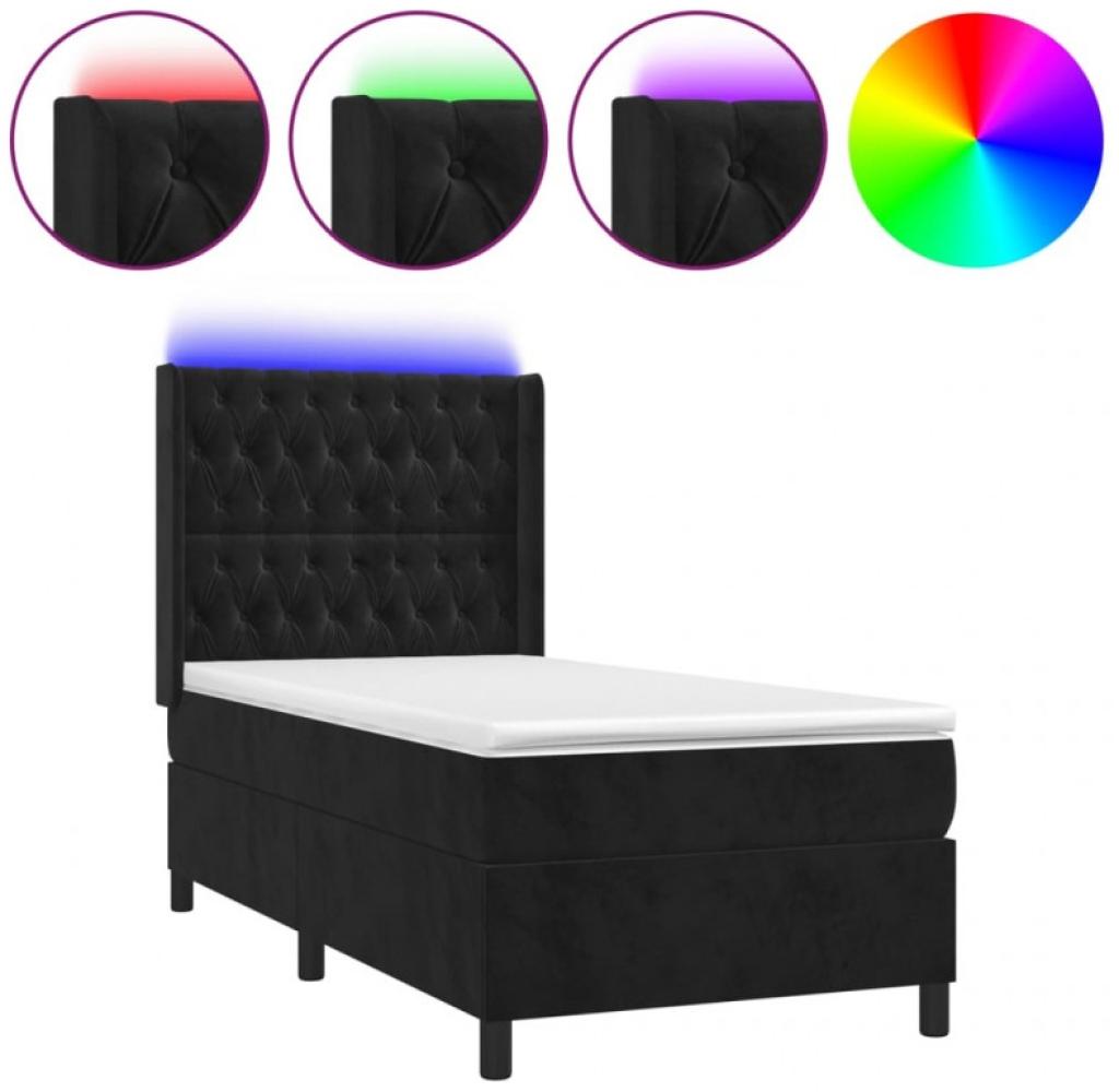 Boxspringbett mit Matratze & LED Schwarz 90x190 cm Samt (Farbe: Schwarz) Bild 1