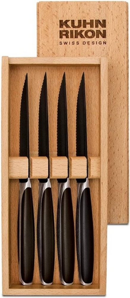 KUHN RIKON Steakbesteck 4er Set Kuhn Rikon Steakmesser Holzbox (4-tlg), 4 Personen, japanischer Edelstahl Bild 1