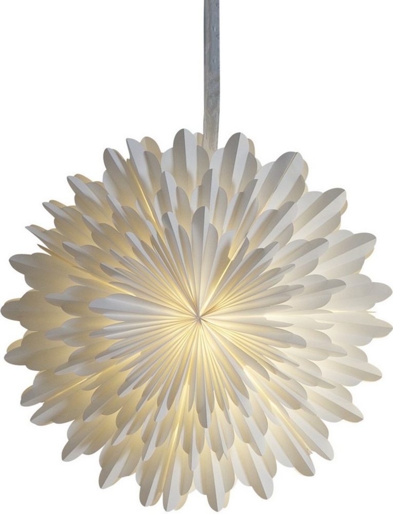 STAR TRADING Hängeleuchte Papierstern Snow, Ø 50 cm, mit 6 Stunden Timer, Timerfunktion, LED fest integriert, Warmweiß, inkl. LED Lichterkette "Lighty", einfach und elegant Bild 1