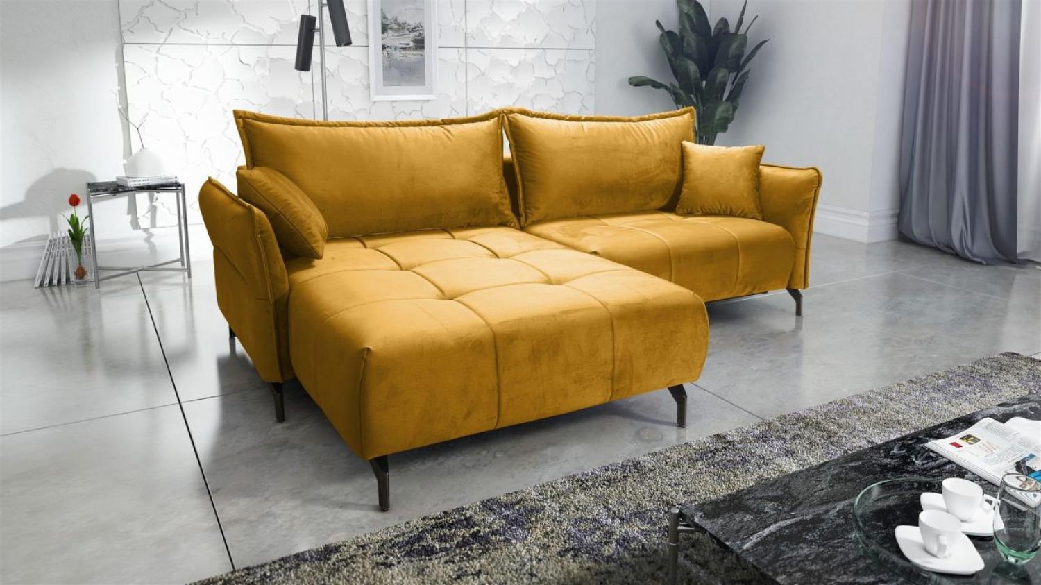 Ecksofa Schlafsofa Sofa VICTORIA Stoff Element Honiggelb Ottomane Links Bild 1