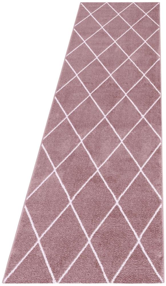 Kurzflor Teppich Roberto Läufer - 80x250 cm - Rosa Bild 1