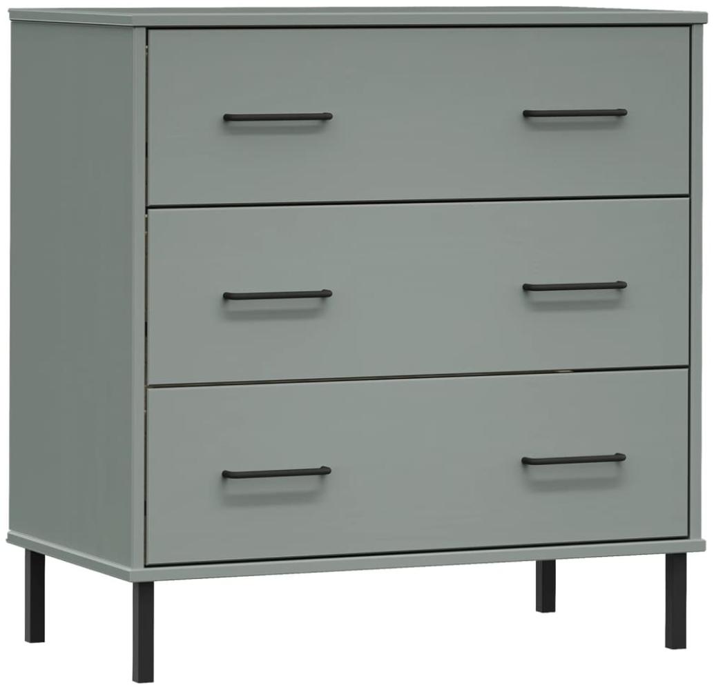 vidaXL Sideboard OSLO mit 3 Schubladen Grau 77x40x79,5 cm Massivholz 350980 Bild 1