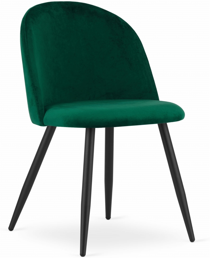 Valora Bello Stuhl, grüner Samt, schwarze Metallbeine Bild 1