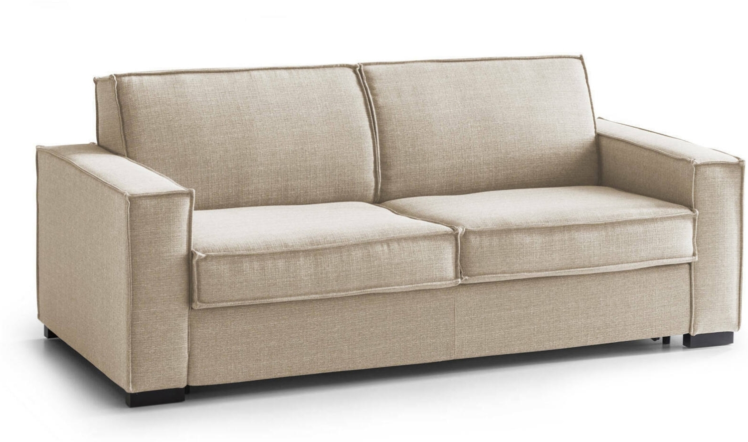 Dmora 2-Sitzer Schlafsofa Alisa, Wohnzimmersofa mit drehbarer Öffnung, gepolsterter Stoff, schmale Armlehnen, 100 % Made in Italy, 200 x 100 x 95 cm, Beige Bild 1