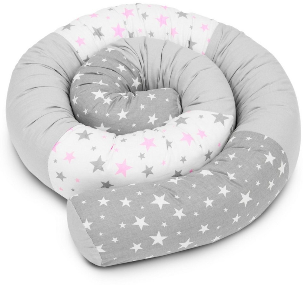 Amilian Nestchenschlange Bettschlange 210cm - Seitenschläferkissen - Nestschlangen, (Schlafkissen - Seitenschläferkissen - Randschutz), Nestchen - Bettumrandung als Kopfschutz - Kantenschutz für Babybett Bild 1