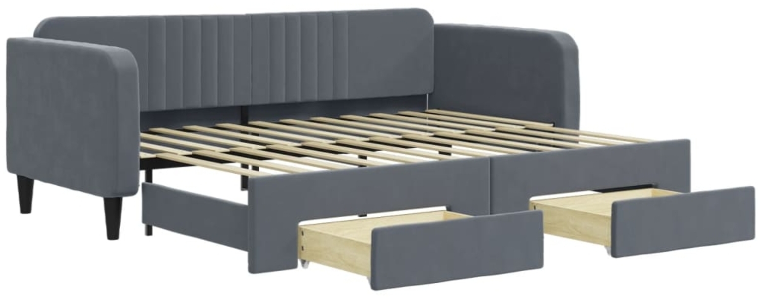 vidaXL Tagesbett Ausziehbar mit Schubladen Dunkelgrau 90x200 cm Samt 3197112 Bild 1