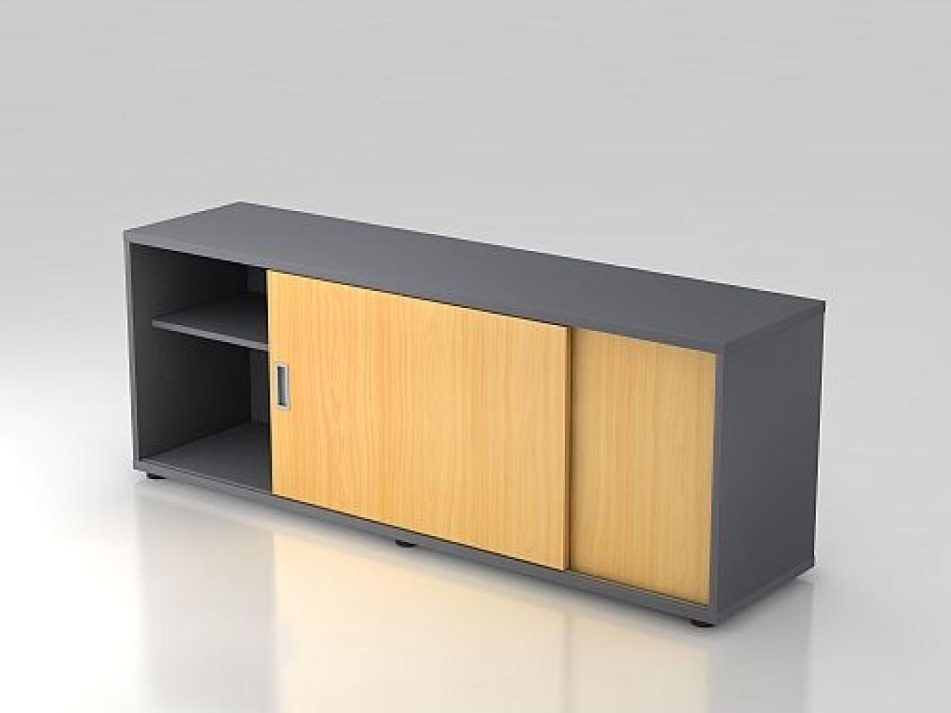 Sideboard 1,5OH beids. nutzbar Graphit / Buche Bild 1