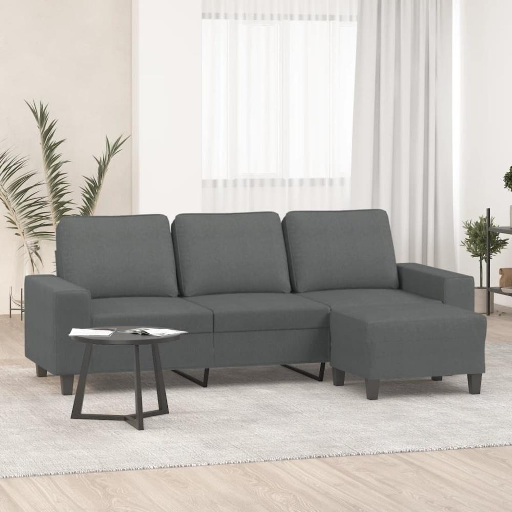 vidaXL 3-Sitzer-Sofa mit Hocker Dunkelgrau 180 cm Stoff 3201152 Bild 1