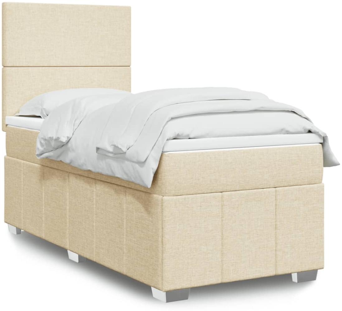 vidaXL Boxspringbett mit Matratze Creme 90x190 cm Stoff 3293821 Bild 1