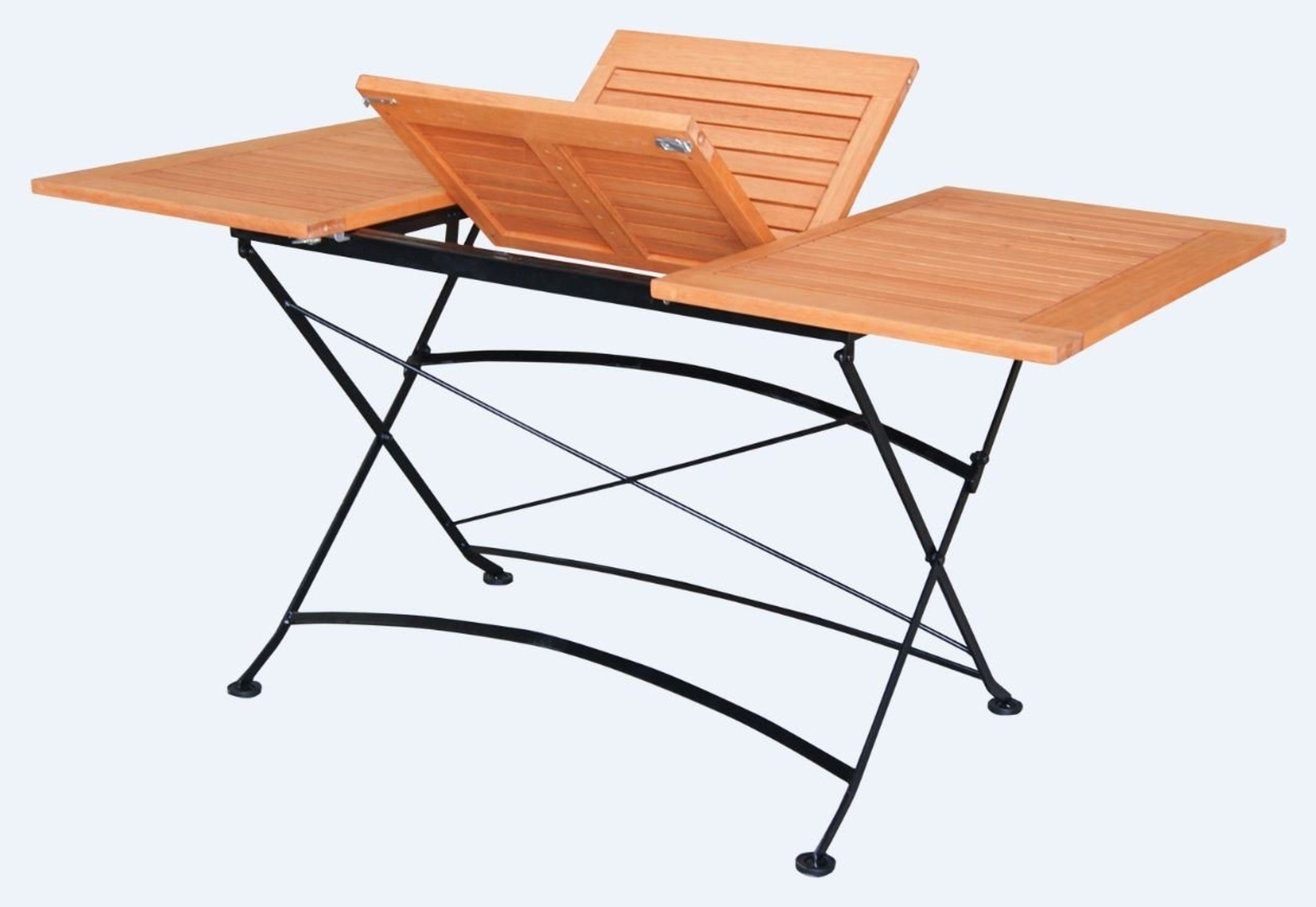 MERXX Gartentisch SCHLOSSGARTEN (1-St), ausziehbar 90x100/150cm, Flachstahl schwarz, Eukalptus Bild 1