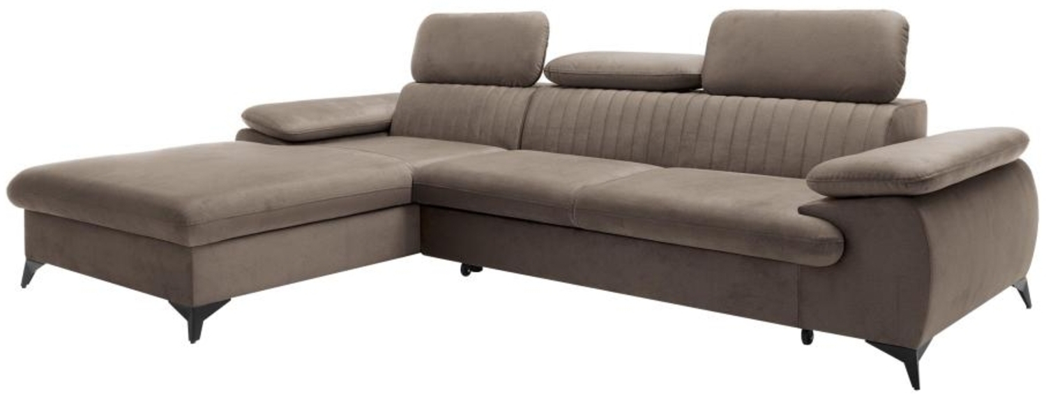 Vente-unique - Ecksofa mit Schlaffunktion - Ecke links - Samt - Taupe - SAMARA von PASCAL MORABITO Bild 1