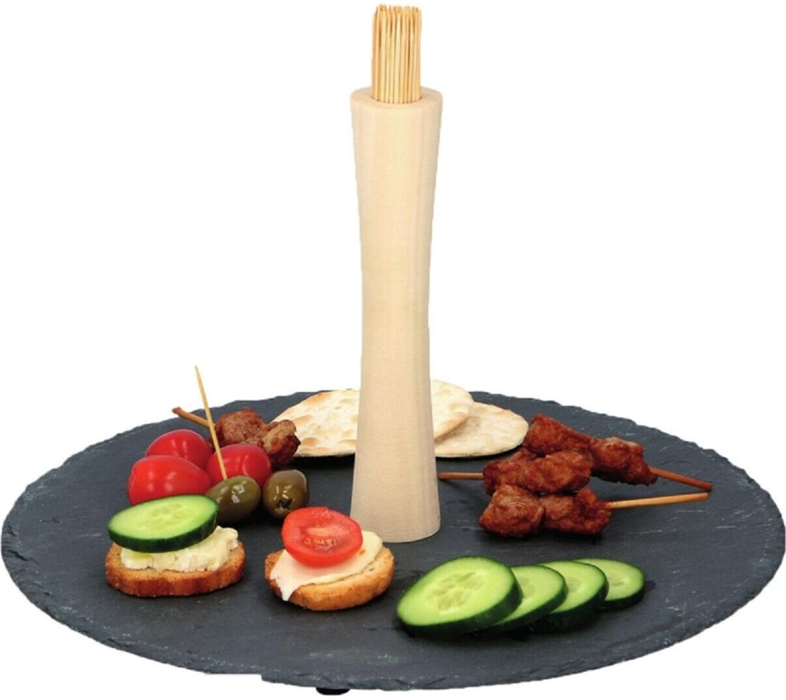 Alpina - Snack-Servier-Set 30 cm Tablett und Sticks, robuster Steinschiefer und Holzgriff Bild 1