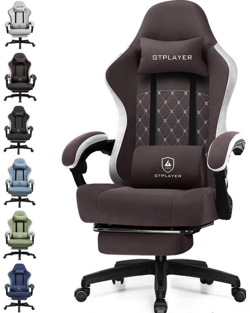 GTPLAYER Gaming-Stuhl Ergonomischer Gaming Sessel Schreibtischstuhl mit Stoffoberfläche (Pacekung), Federsitzkissen mit Fußstütze Bild 1