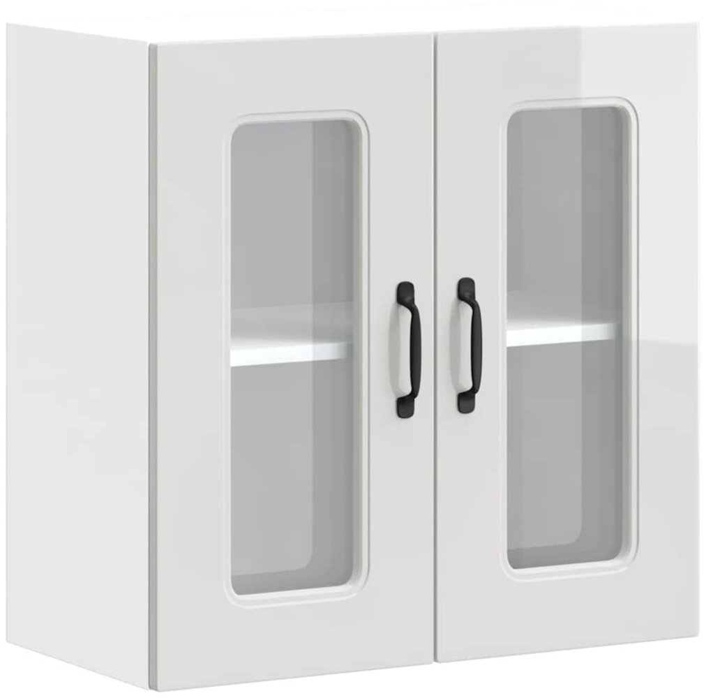 vidaXL Küchen-Hängeschrank mit Glastür Kalmar Hochglanz-Weiß Holzwerkstoff 853669 Bild 1