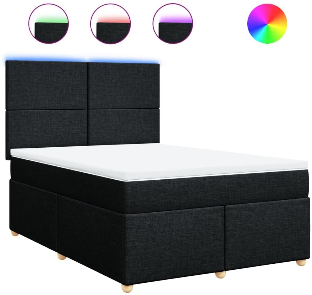 vidaXL Boxspringbett mit Matratze Schwarz 140x190 cm Stoff 3293570 Bild 1