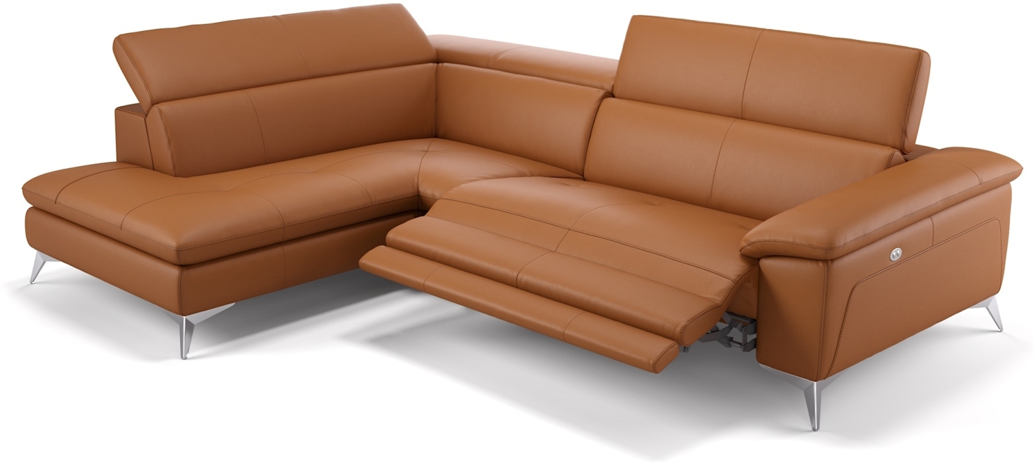 Sofanella Ledercouch STELLA Ledersofa Ecksofa Wohnlandschaft in Cognac Bild 1