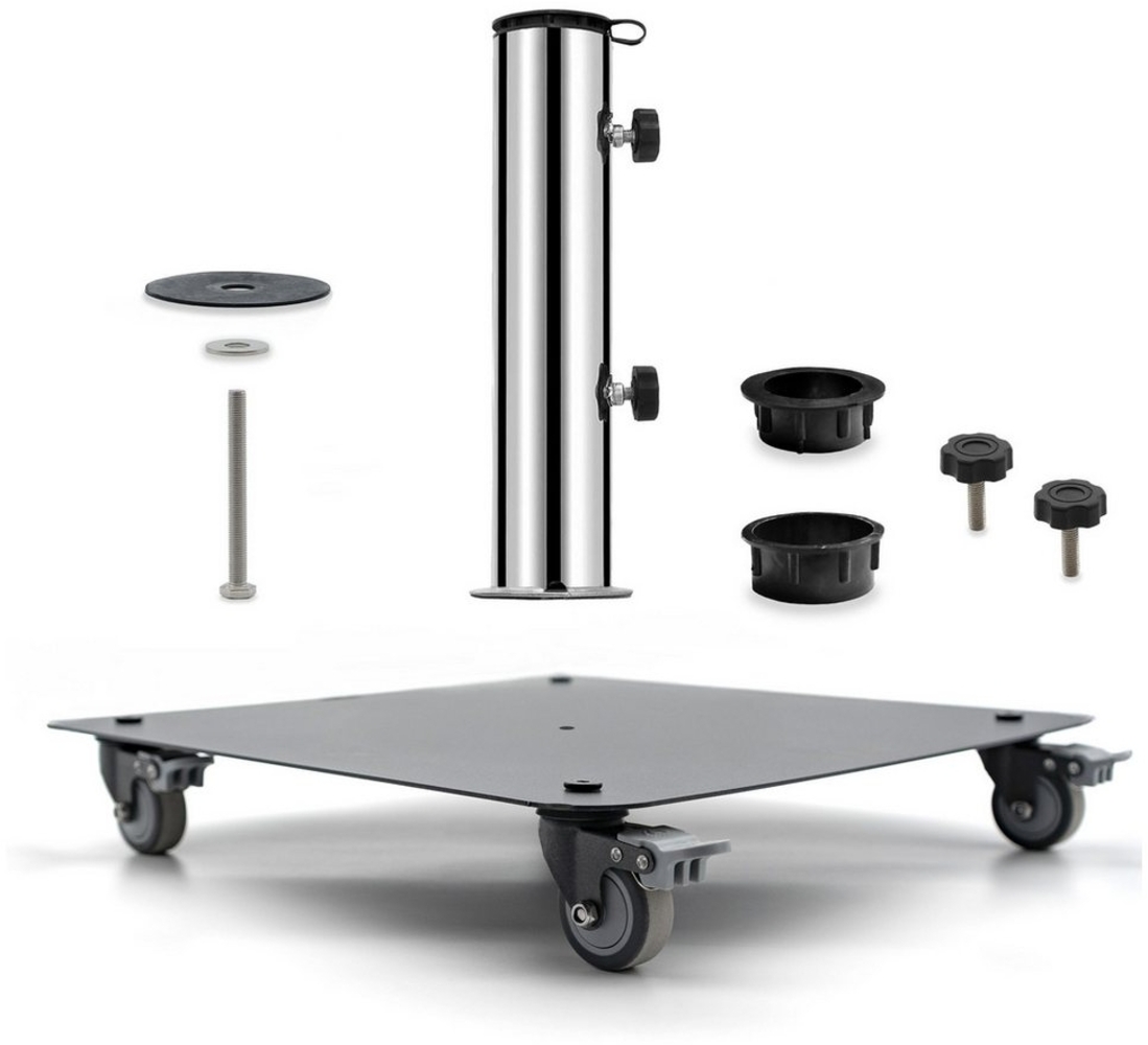 Doppler Universalplatte mit Rollen und Standrohr für Schirmfüße 42cm x 42cm Bild 1