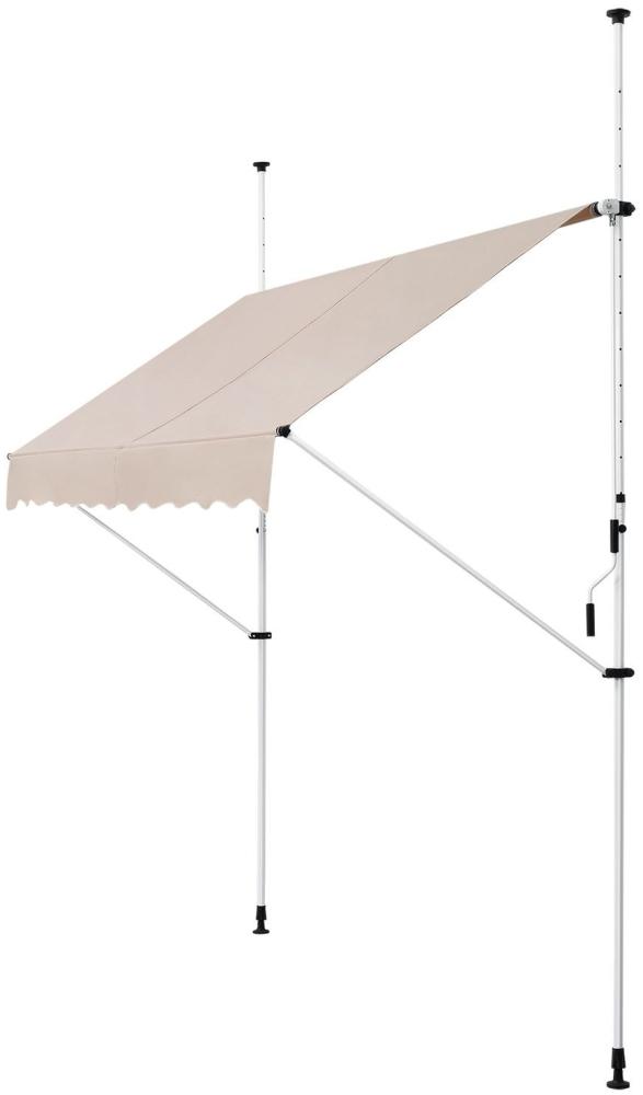 Juskys Klemmmarkise 350x120 cm mit Handkurbel - Markise ohne Bohren - höhenverstellbar, UV-beständig & wasserabweisend - Balkonmarkise Balkon beige Bild 1