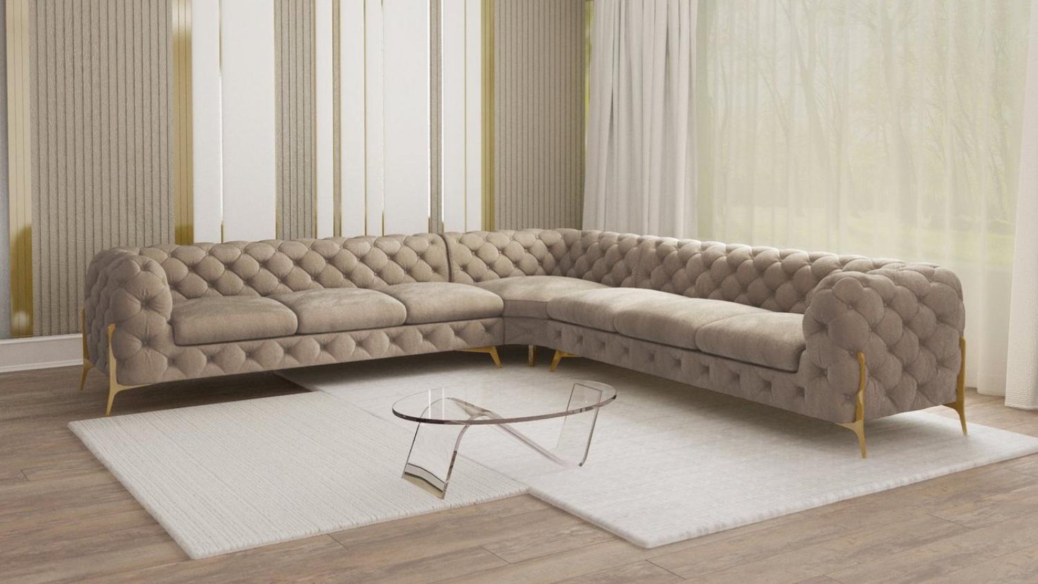 S-Style Möbel Ecksofa Chesterfield Ashley mit Goldene Metall Füßen, mit Wellenfederung Bild 1