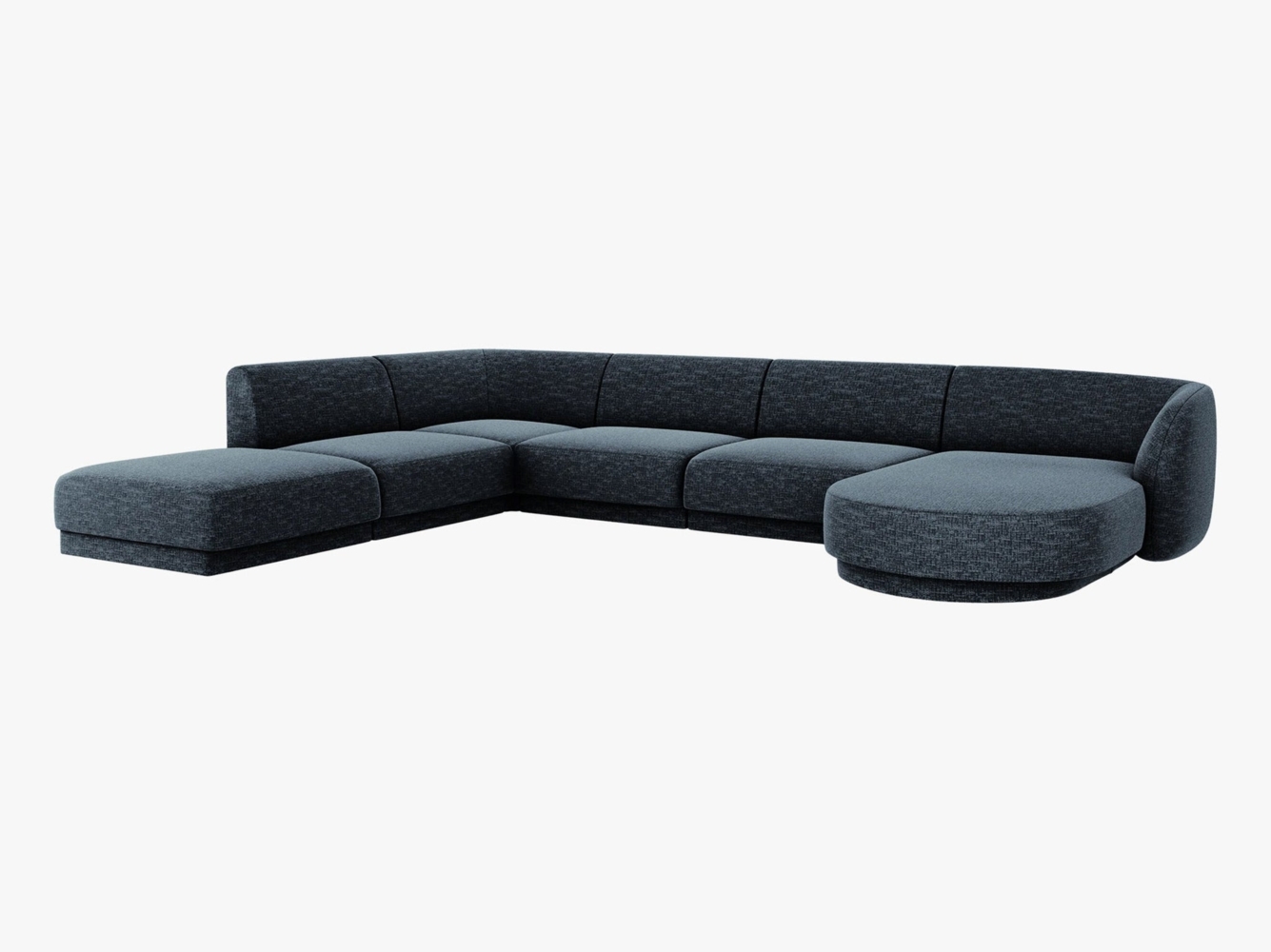 Micadoni 'Miley' 6-Sitzer-Sofa, Panorama-Ecke, links, Beinfarbe Black Plastic, Königsblau, Chenille Bild 1