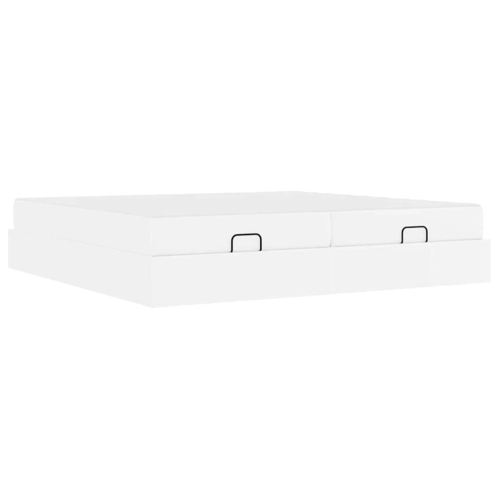 vidaXL Bettgestell mit Matratze Reinweiß 200 x 200 cm Kunstleder 3399442 Bild 1