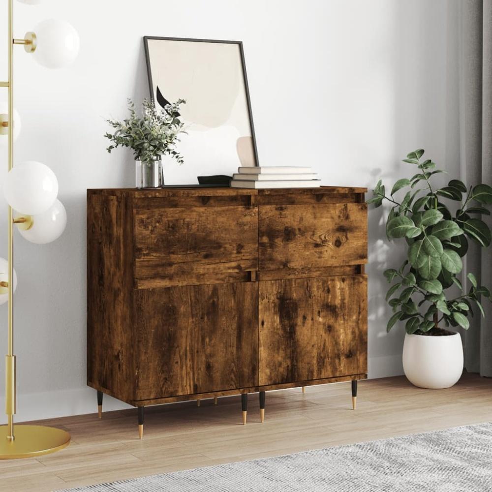 vidaXL Sideboards 2 Stk. Räuchereiche 40x35x70 cm Holzwerkstoff 831143 Bild 1