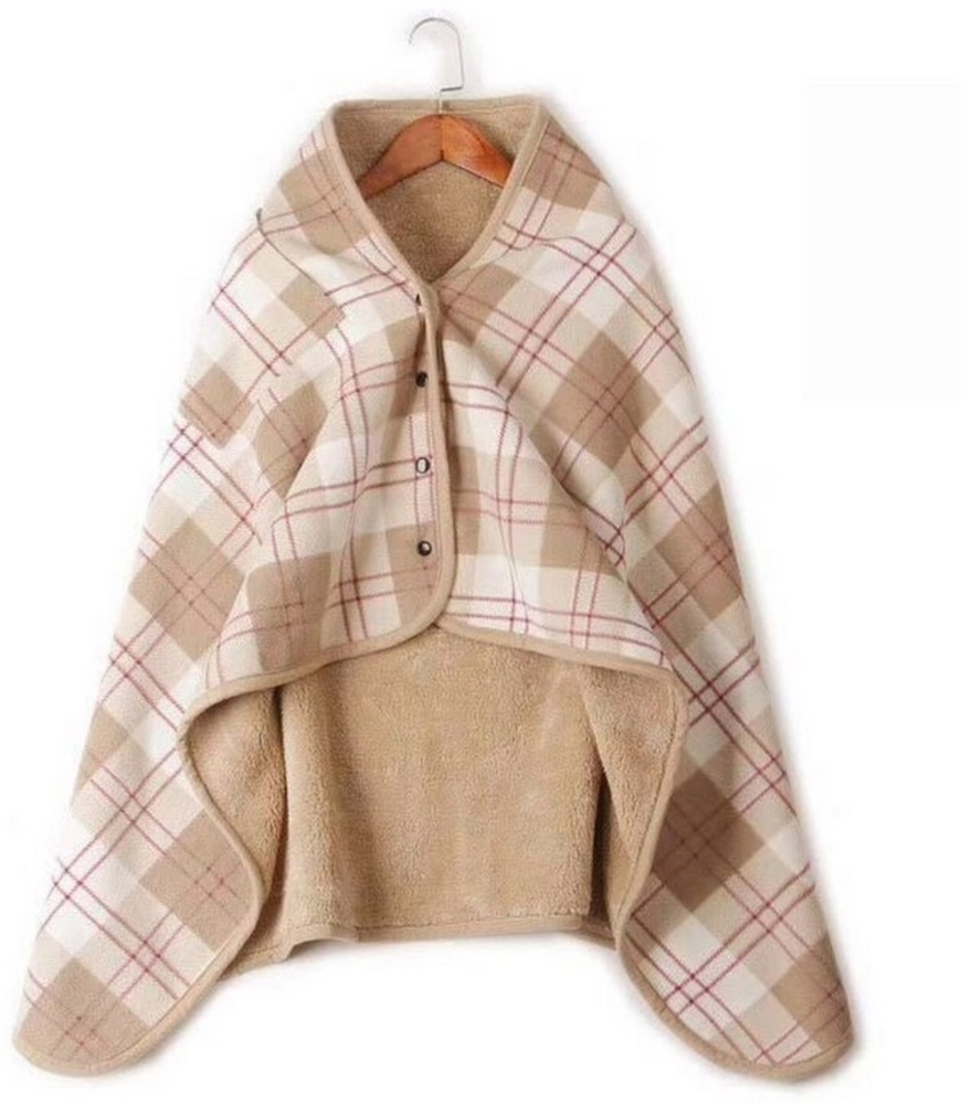 Wohndecke Cape Damen Poncho mit Knöpfen Karierte Plaid, MAGICSHE Bild 1