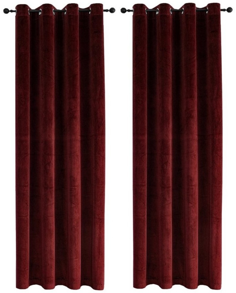 Haus und Deko Gardine Vorhang 2er Set Ösen Verdunkelung 140x245 cm Samt weich blickdicht, Ösen (2 St), Polyester Bild 1