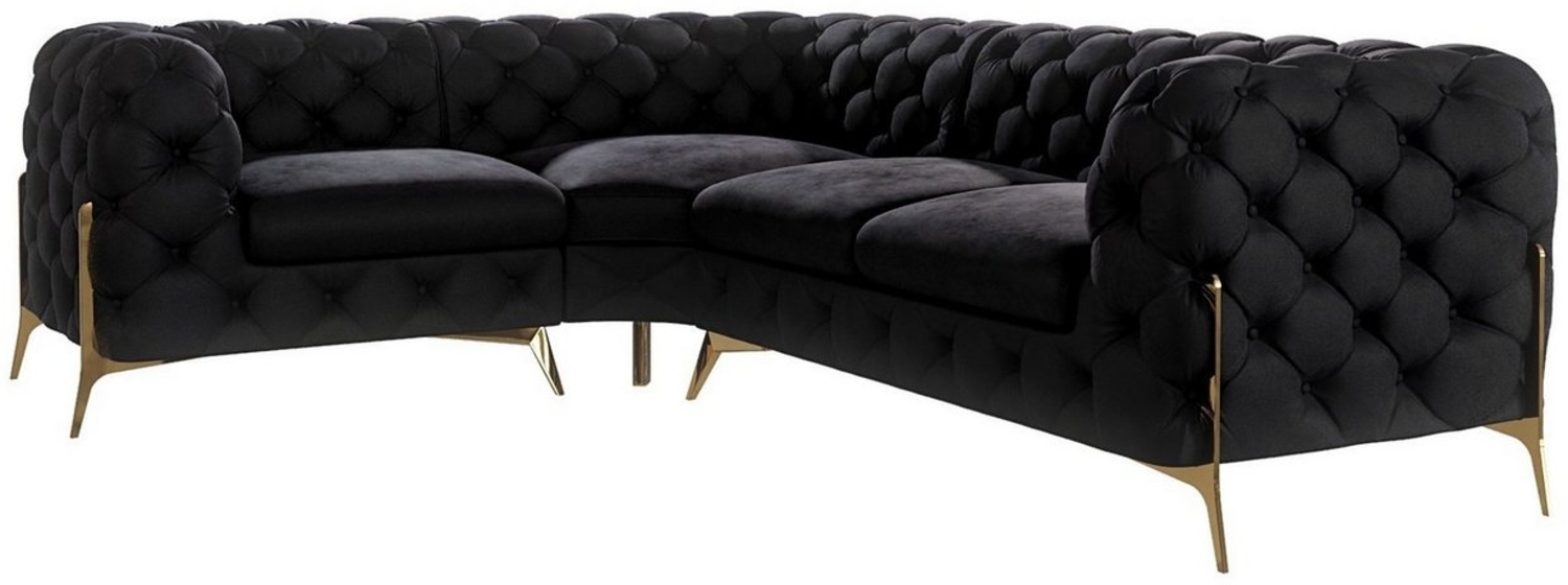 S-Style Möbel Ecksofa Chesterfield Ashley mit Goldene Metall Füßen, Die Eckeinheit kann entweder rechts- oder linkshändig sein, mit Wellenfederung Bild 1