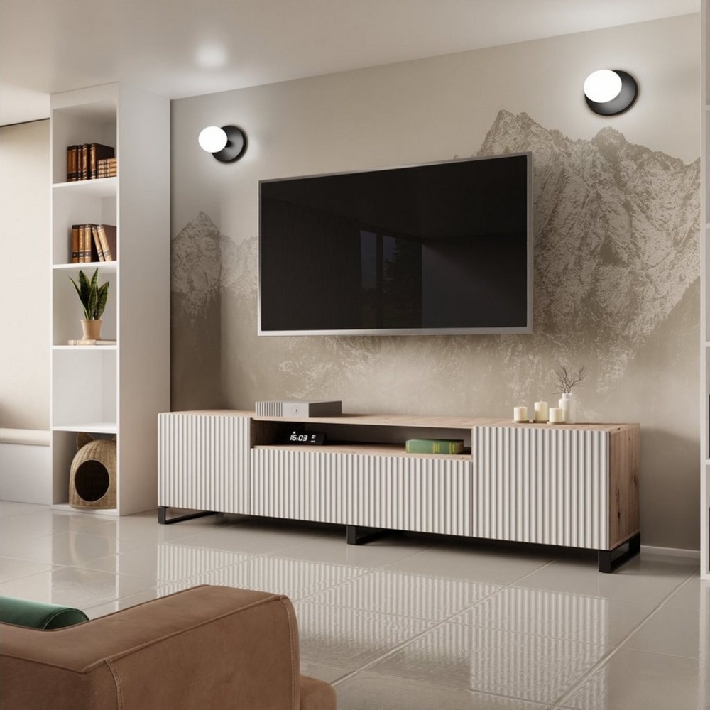 Beautysofa TV-Schrank Moderner, stilvoller RTV-Kabinett mit geriffelten Fronten NOE Bild 1