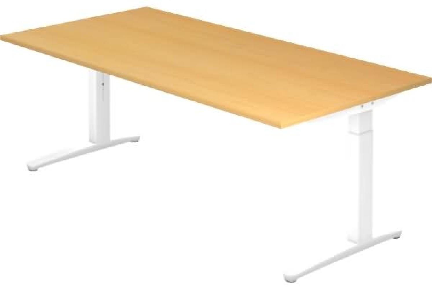 'XB2E' Schreibtisch C-Fuß 200x100 cm Buche Weiß Bild 1