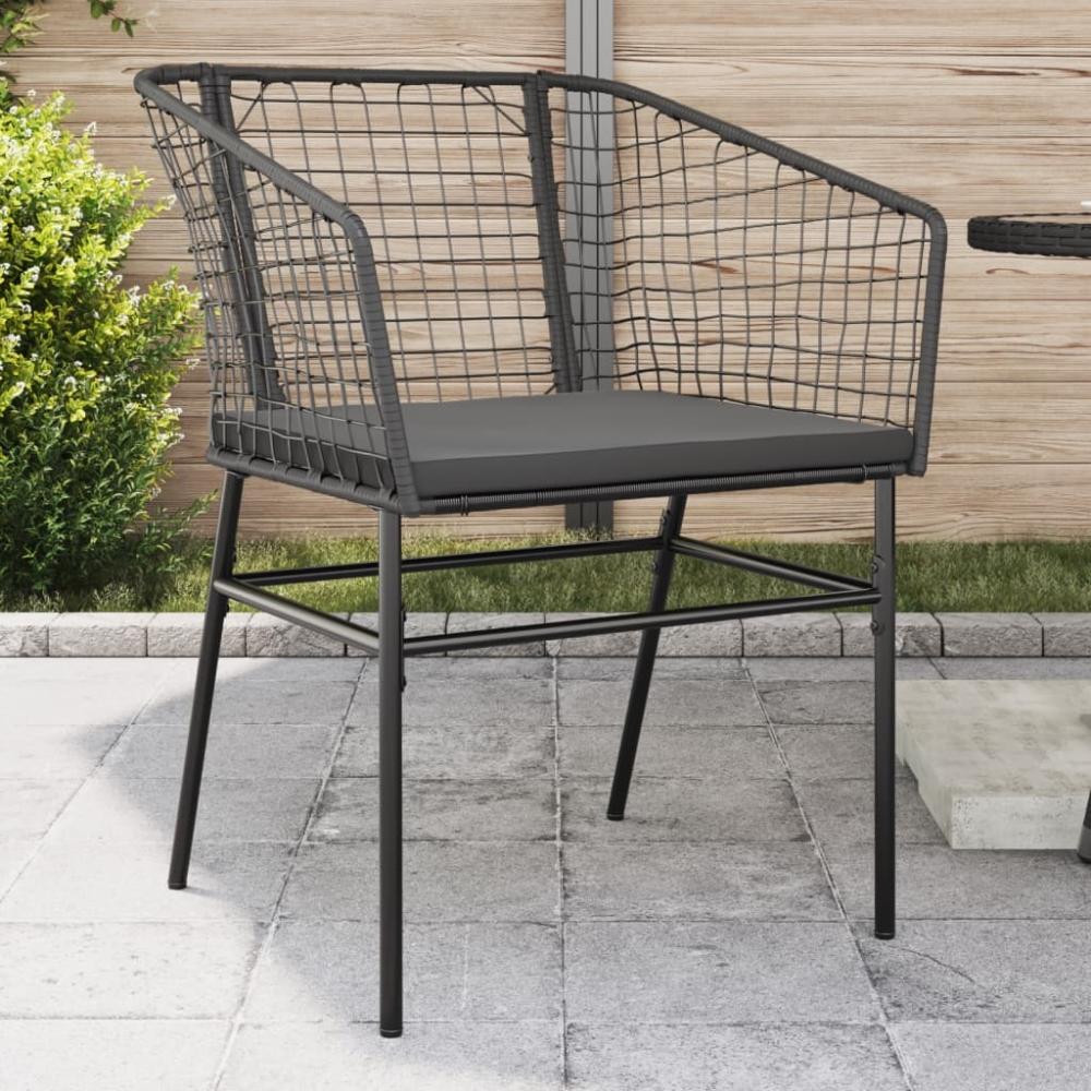 vidaXL Gartenstühle 2 Stk. mit Kissen Schwarz Poly Rattan 369100 Bild 1