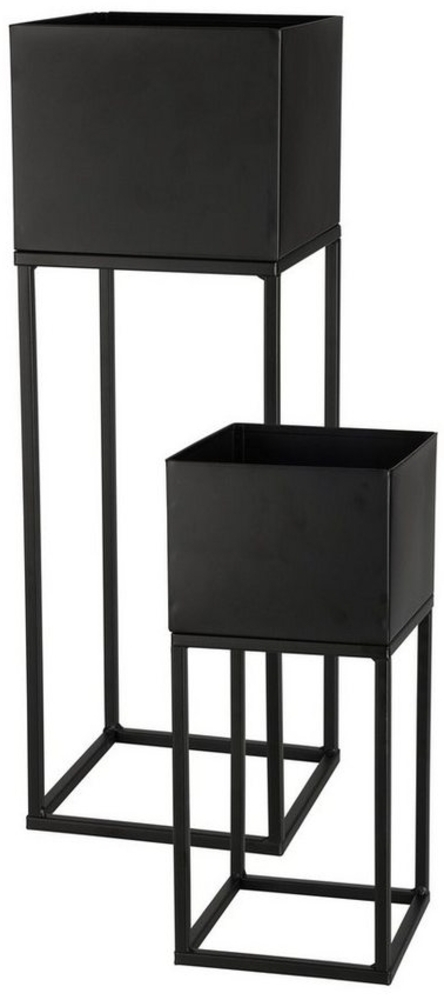 Spetebo Blumenständer Garten Metall Blumentopf 2er Set schwarz 58 / 37cm (Set, 2 St, 2er-Set), Pflanzen Ständer mit integriertem Übertopf Bild 1