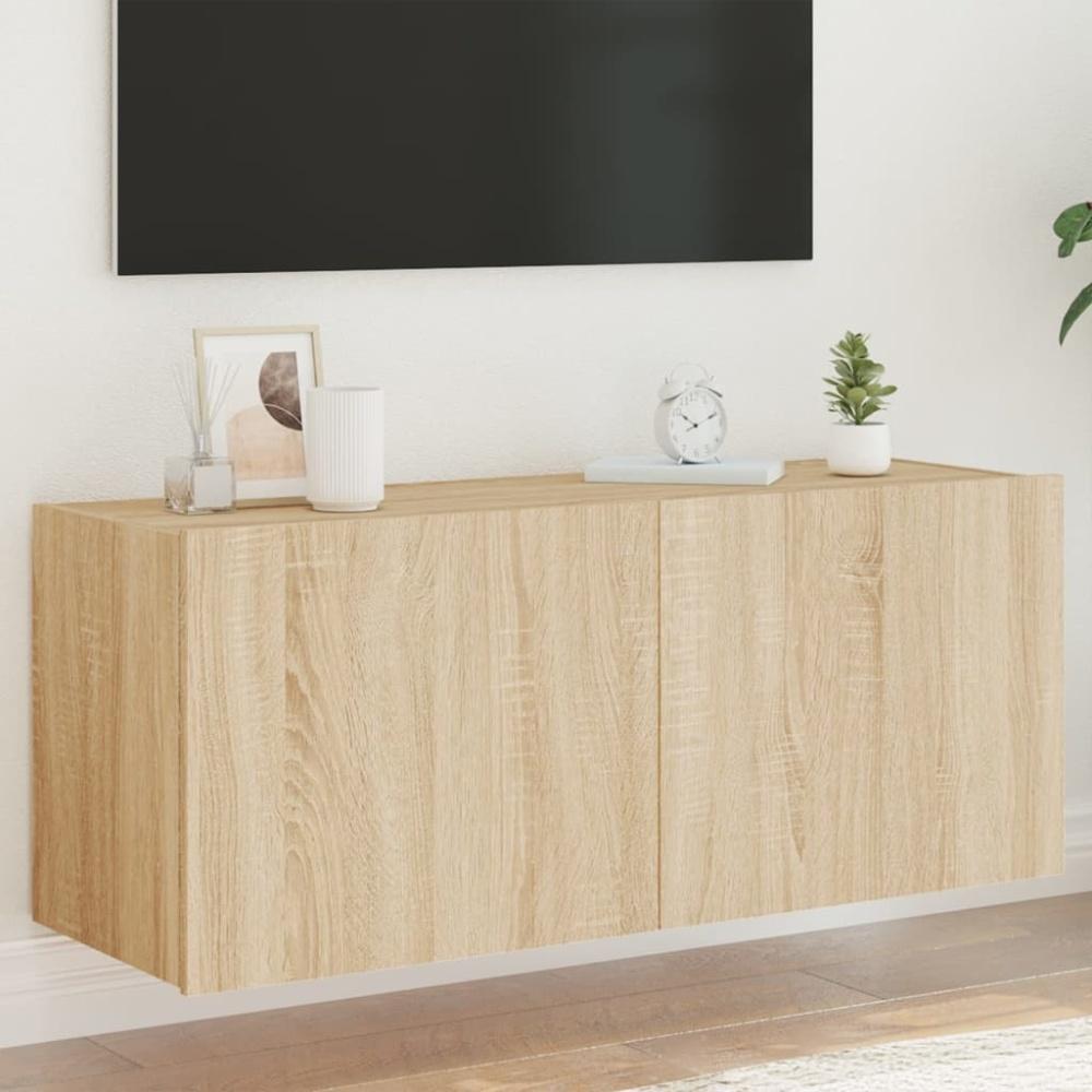 vidaXL TV-Wandschrank mit LED-Leuchten Sonoma-Eiche 100x35x41 cm 837325 Bild 1
