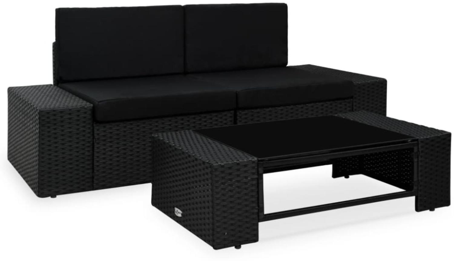 vidaXL 3-tlg. Garten-Lounge-Set Poly Rattan Schwarz Bild 1