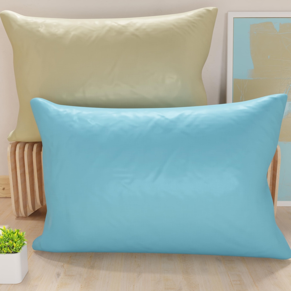 PETTI Artigiani Italiani - 1 Paar Kissenbezüge 145x40 cm aus Mikrofaser, Dekokissen für Schlafzimmer, Sofa, Set mit 2 Kissenbezügen, doppelseitiger Kissenbezug Taupe Hellblau Bild 1