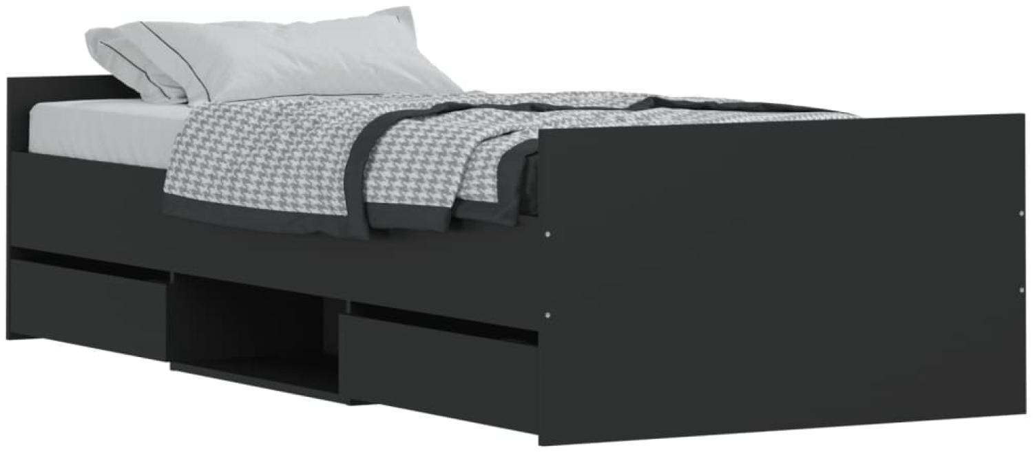 vidaXL Bettgestell mit Kopf- und Fußteil Schwarz 100x200 cm 3203797 Bild 1