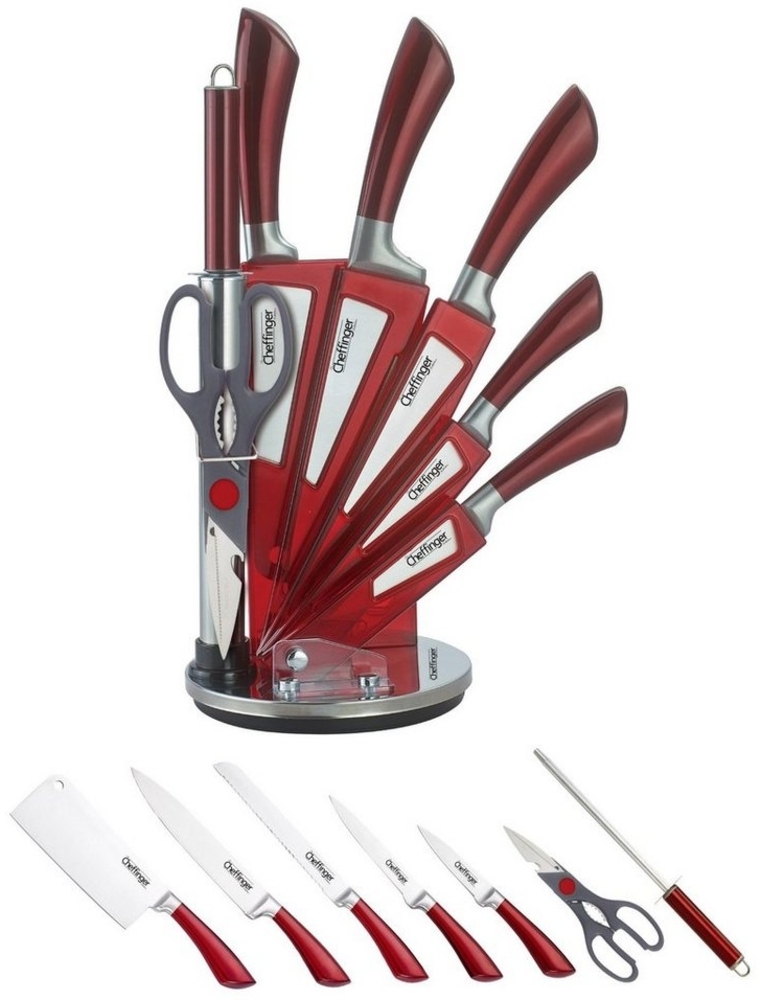 KESSMANN Küchenorganizer-Set 8 teilig 360° Sockel Kochmesser Messerset Schäler Universalmesser, (Set, 8-tlg, Küchenhelfer Edelstahl Messerständer Messerblock Küchenmesser Hack), Küchen Utensilien Organizer Kochbesteck Fleischmesser Geschirr Schere Bild 1