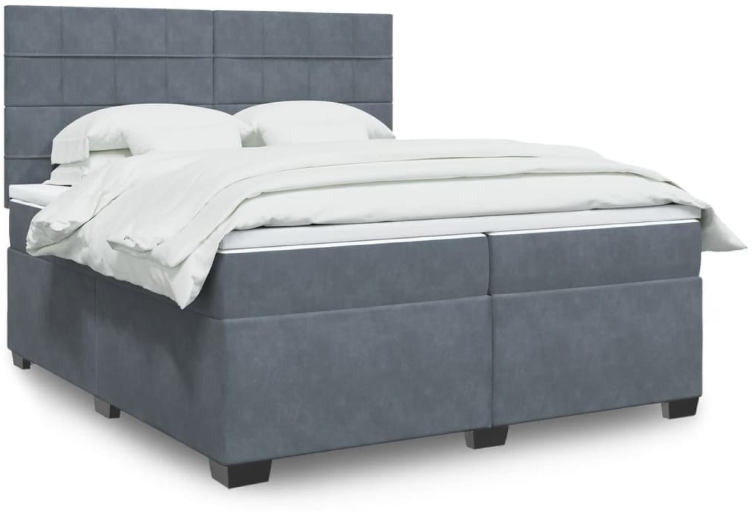 vidaXL Boxspringbett mit Matratze Dunkelgrau 200x200 cm Samt 3293303 Bild 1