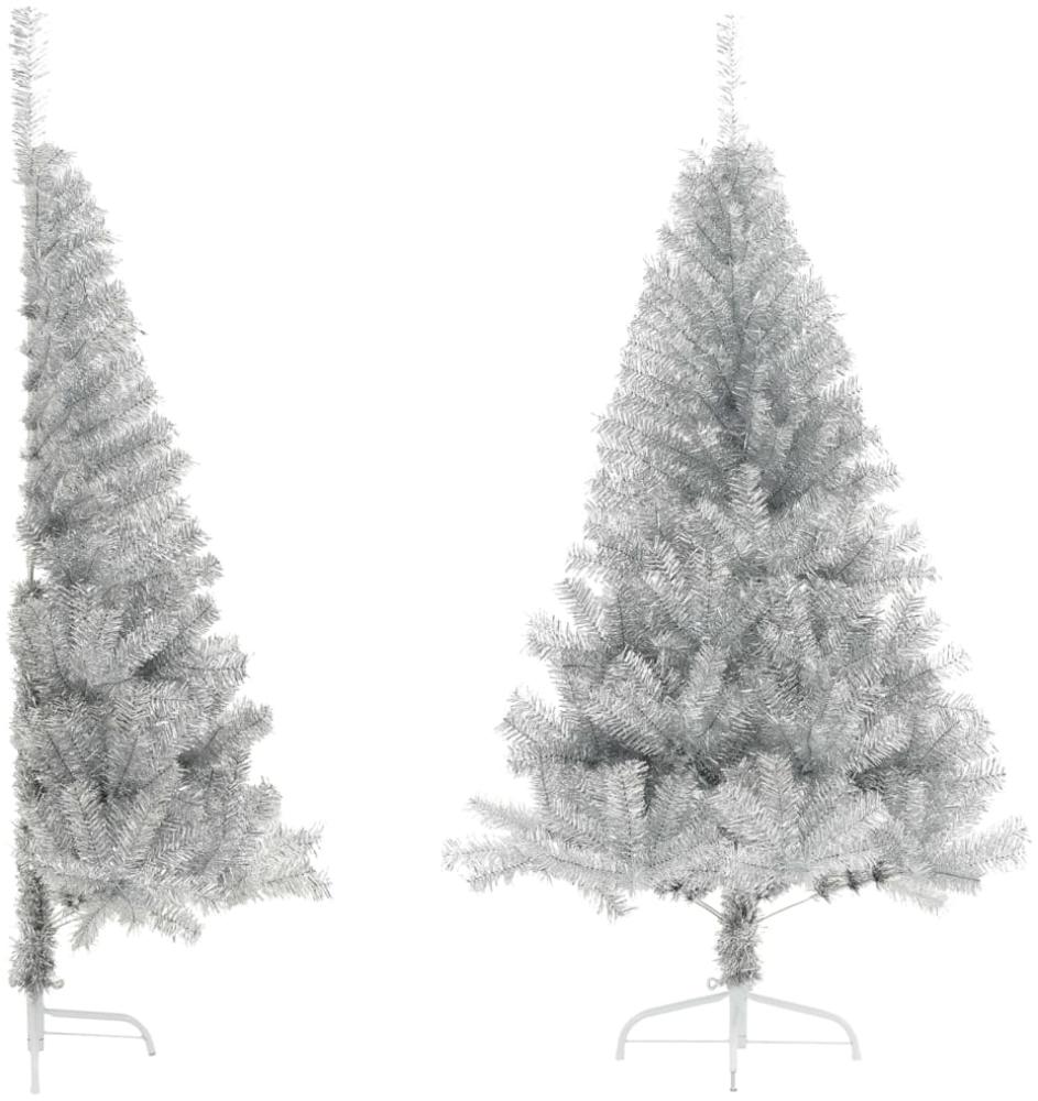 vidaXL Künstlicher Halb-Weihnachtsbaum mit Ständer Silber 150 cm PET 344696 Bild 1