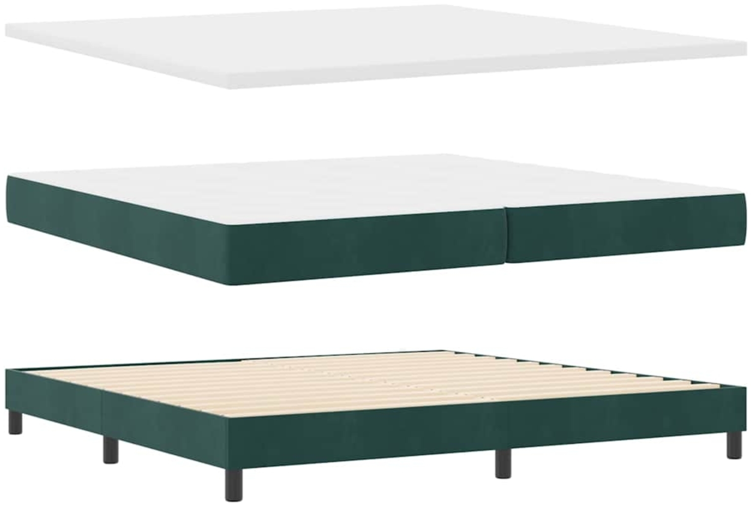 vidaXL Boxspringbett mit Matratze Dunkelgrün 200 x 200 cm Samt 3340463 Bild 1