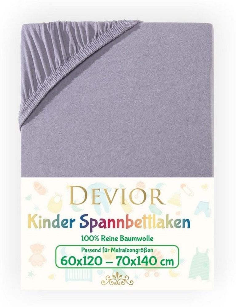 Devior Spannbettlaken Kinder Spannbetttuch 60x120 - 70x140 cm Bettlaken Tuch 100% Baumwolle, Jersey, Gummizug: Rundumgummizug, Matratzen Bezug bis 12cm Matratzenhöhe Bild 1