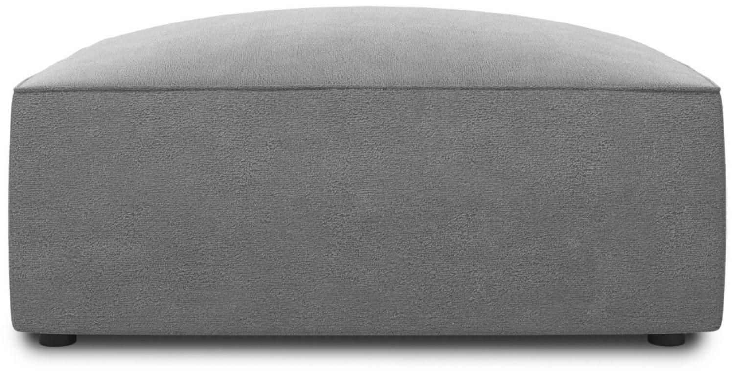 Micadoni Samtstoff Pouf Hocker Ruby | Bezug Grey | Beinfarbe Black Plastic Bild 1