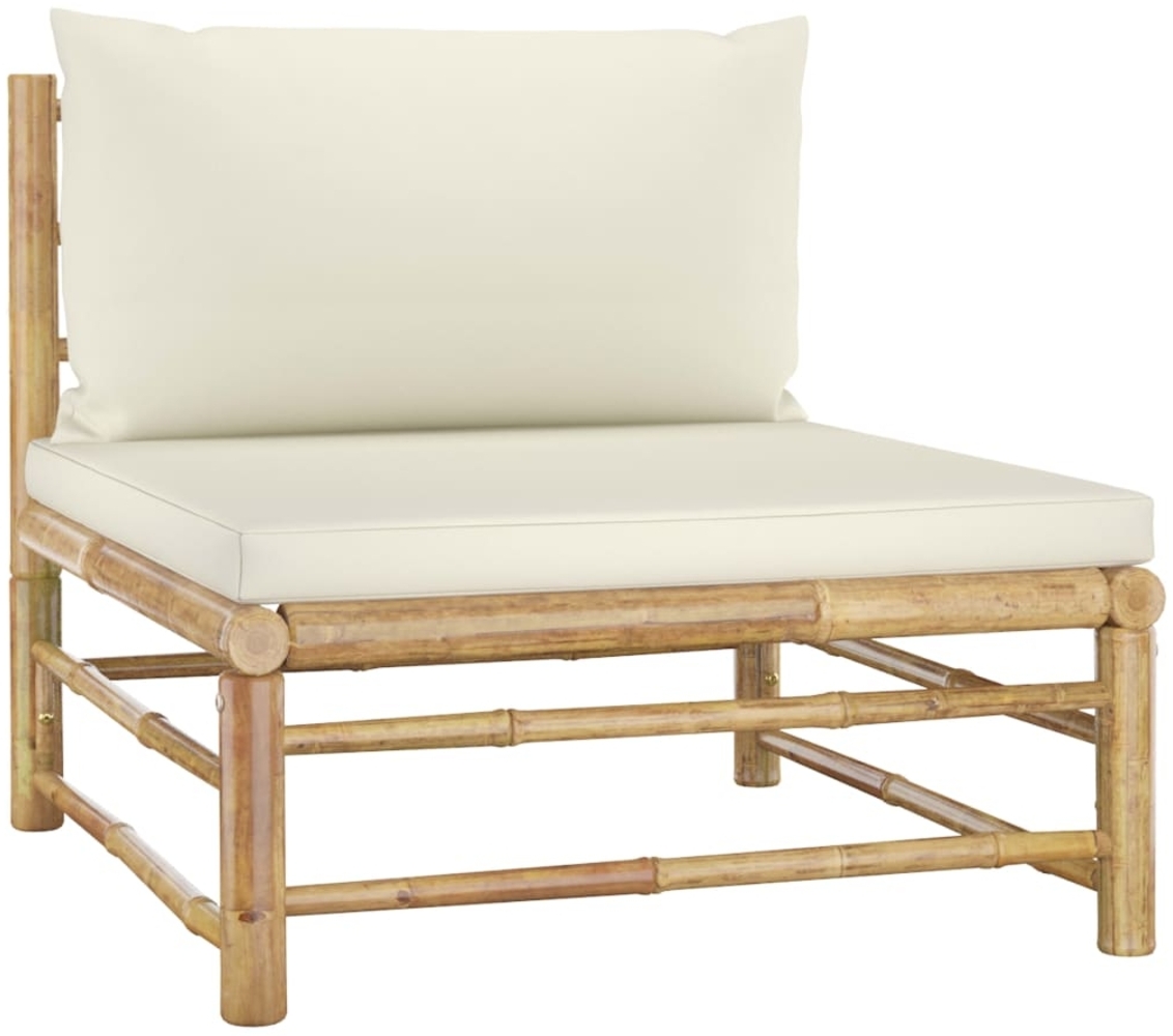 vidaXL Garten-Mittelsofa mit Kissen Cremeweiß Bambus 313146 Bild 1